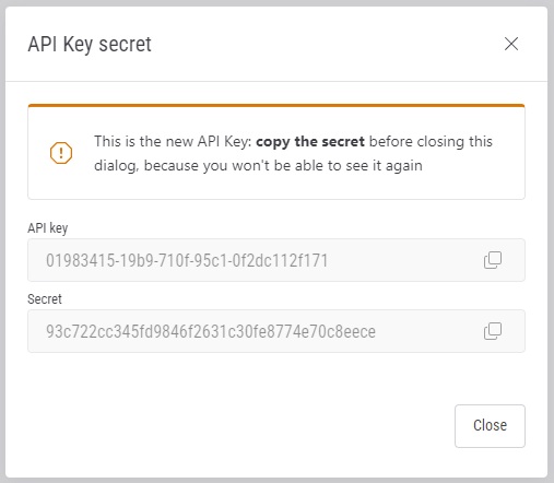 New API key data