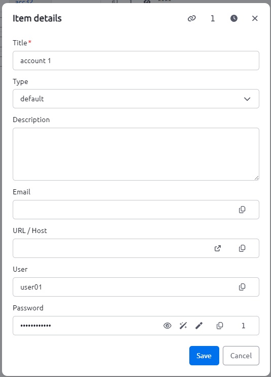 Item dialog
