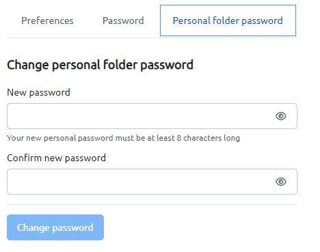 Personal folder password change